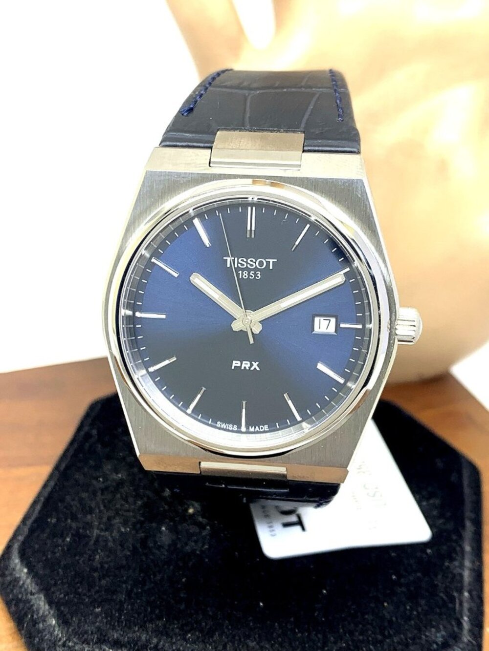 Tissot PRX Men's Watch Swiss Quartz 40mm Blue Dial Black Leather T1374101604100